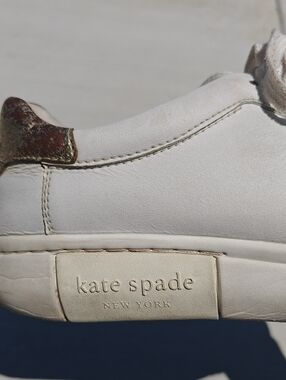 Kate Spade White and Gold Kids Leather Sneaker